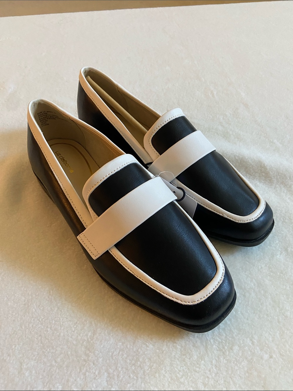 Liz Claiborne Black and White Leather Slip-On Loafers